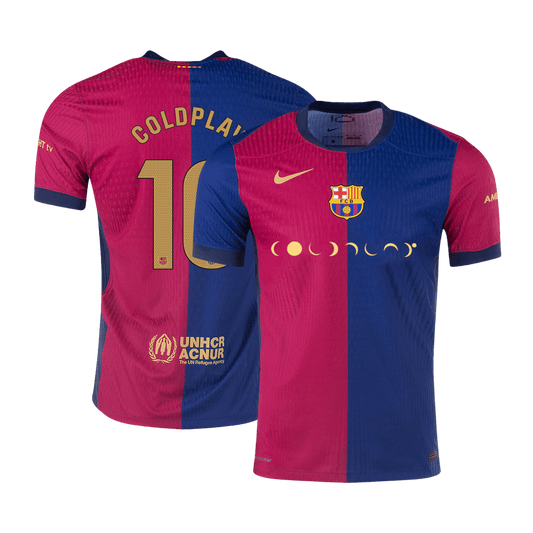 Tricouri Fotbal Barcelona COLDPLAY #10 Acasă 2024/25 Authentic