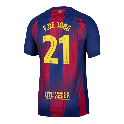 Tricouri Fotbal Barcelona F.DE JONG #21 Acasă 2025/26 Authentic - UCL