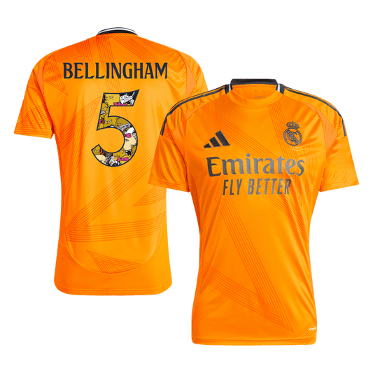 Tricouri Fotbal Real Madrid BELLINGHAM #5 Deplasare 2024/25 - Bear Champ Font (mărime mare)