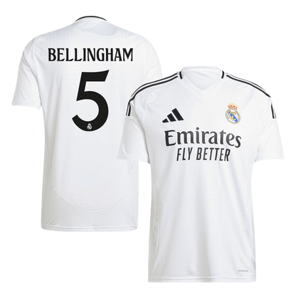 Tricouri Fotbal Real Madrid BELLINGHAM #5 Acasă 2024/25 (mărime mare)