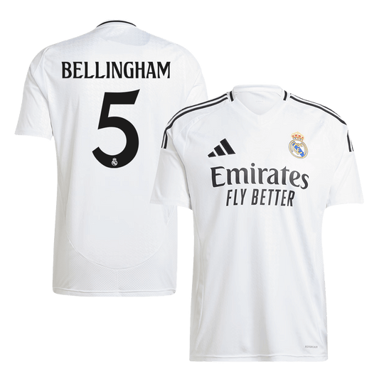 Tricouri Fotbal Real Madrid BELLINGHAM #5 Acasă 2024/25 (mărime mare)