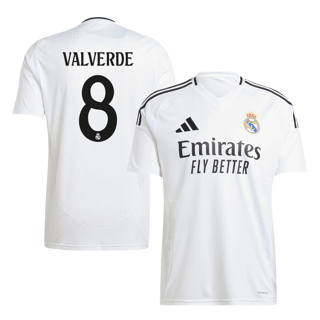 Tricouri Fotbal Real Madrid VALVERDE #8 Acasă 2024/25 (mărime mare)