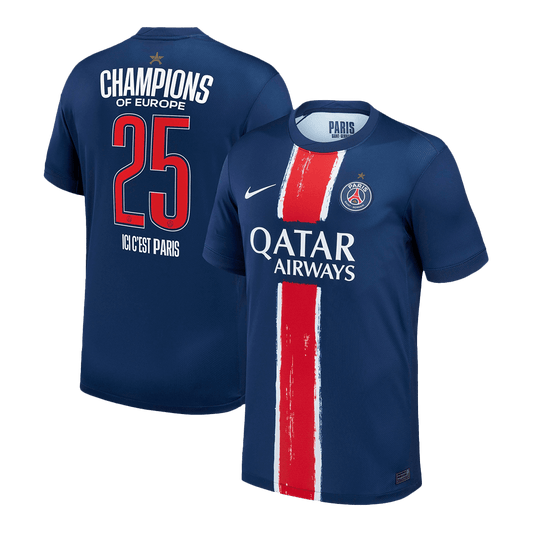 Tricouri Fotbal PSG CHAMPIONS #25 Acasă 2024/25 - CHAMPIONS OF EUROPE