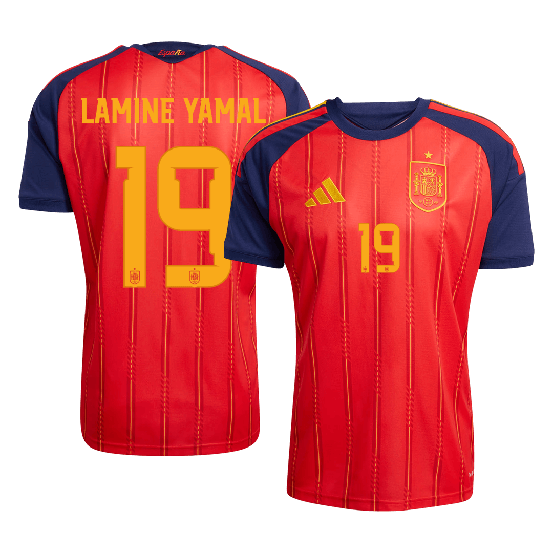 Tricouri Fotbal Spania LAMINE YAMAL #19 Acasă Cupa Mondială 2026 - Premium