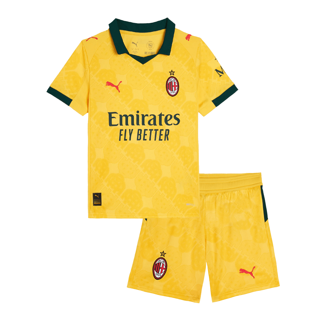 Set Tricouri Fotbal AC Milan Treilea 2025/26 Pentru Copii