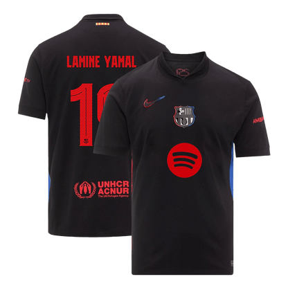 Tricouri Fotbal Barcelona LAMINE YAMAL #19 Deplasare 2024/25 - UCL (Spotify Logo Without Text) (mărime mare)