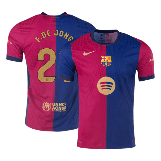 Tricouri Fotbal Barcelona F.DE JONG #21 Acasă 2024/25 Authentic (Spotify Logo Without Text)