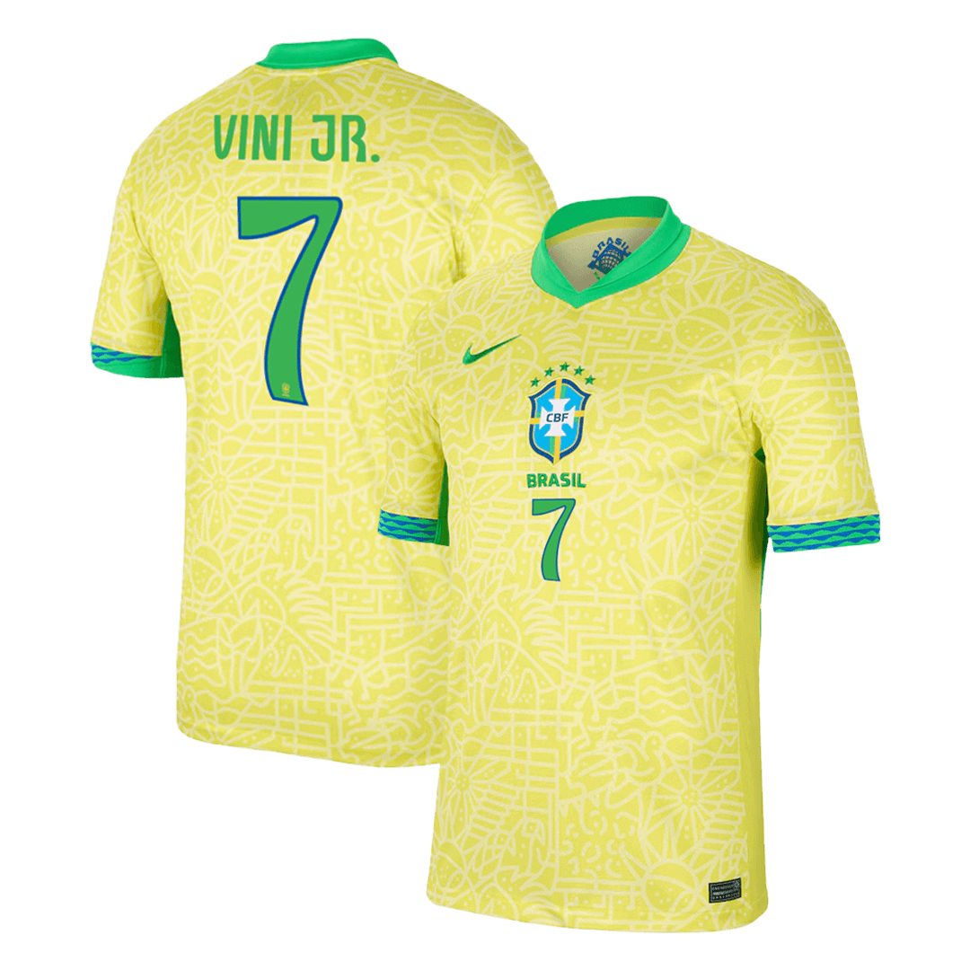 Tricouri Fotbal Brazilia VINI JR. #7 Acasă 2024 - Super (mărime mare)
