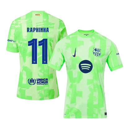 Tricouri Fotbal Barcelona RAPHINHA #11 Treilea 2024/25 Authentic - UCL（Spotify Logo Without Text）