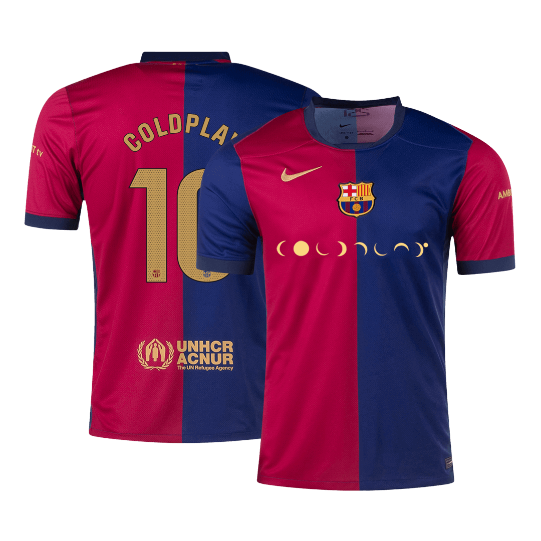 Tricouri Fotbal Barcelona COLDPLAY #10 Acasă 2024/25 - Super