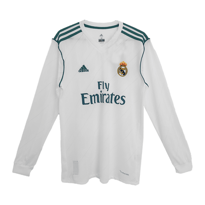 Tricouri Fotbal Vintage Real Madrid BENZEMA #9 Acasă 2017/18 Mânecă Lungă