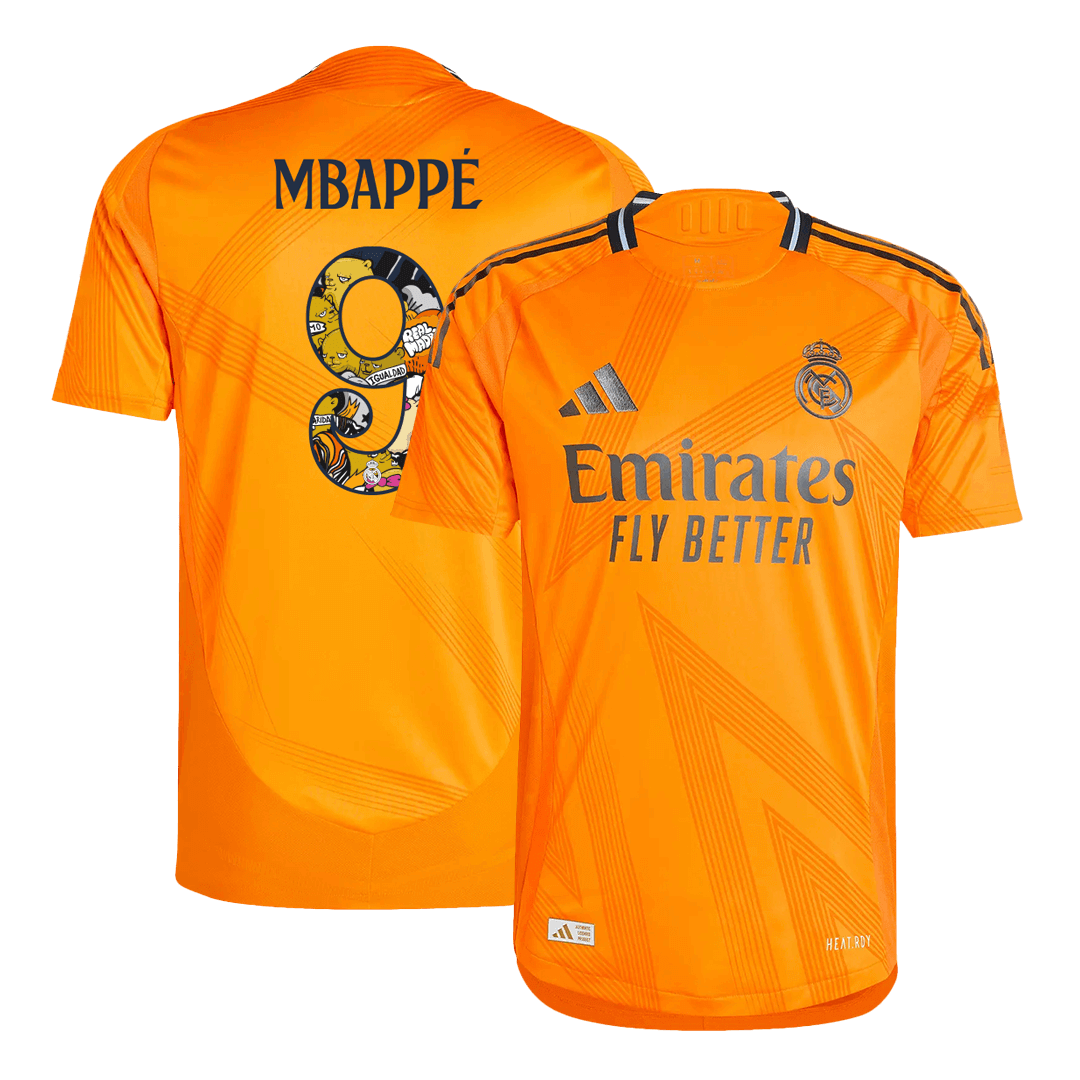 Tricouri Fotbal Real Madrid MBAPPÉ #9 Deplasare 2024/25 Authentic - Bear Champ Font