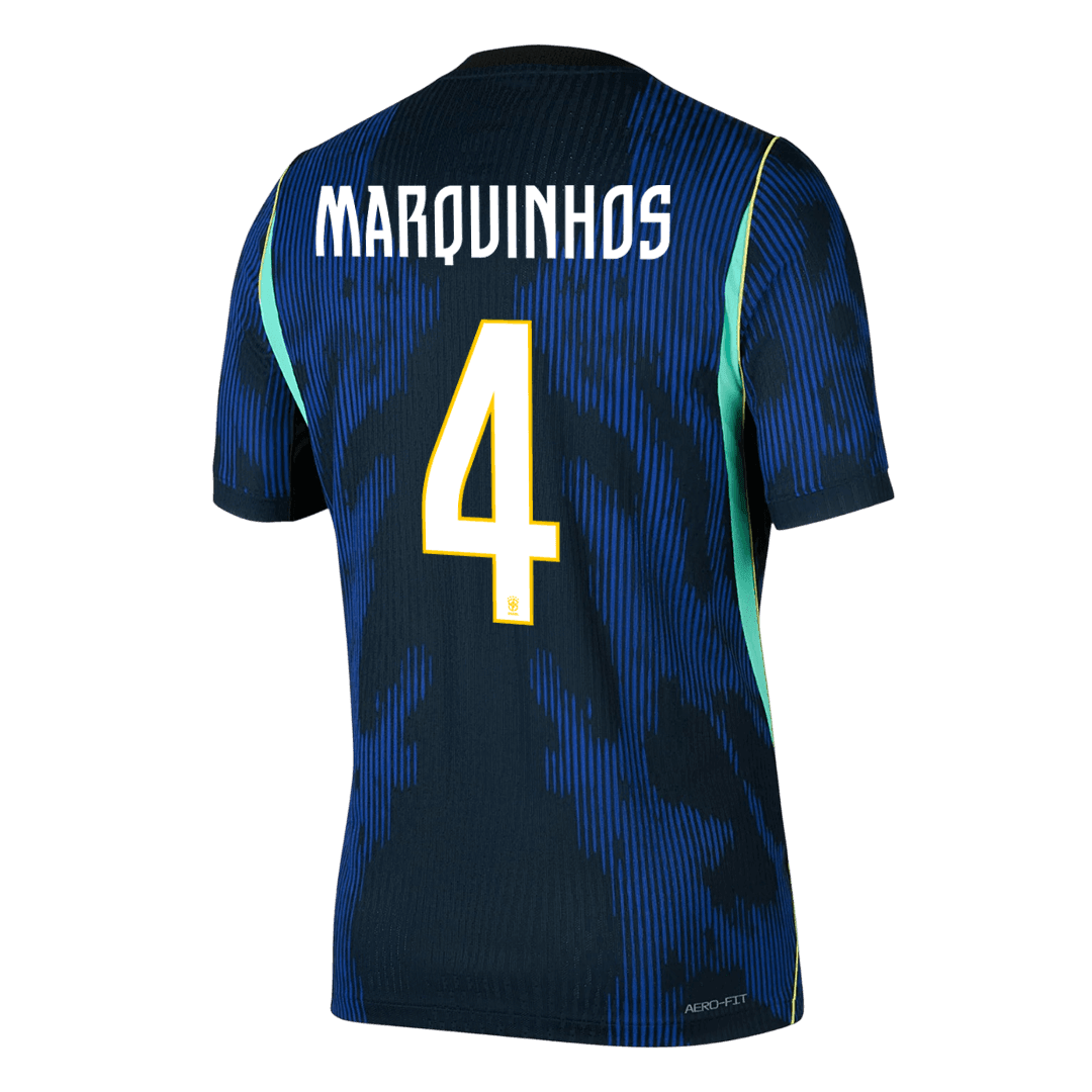 Tricouri Fotbal Brazilia MARQUINHOS #4 Deplasare Cupa Mondială 2026 Authentic