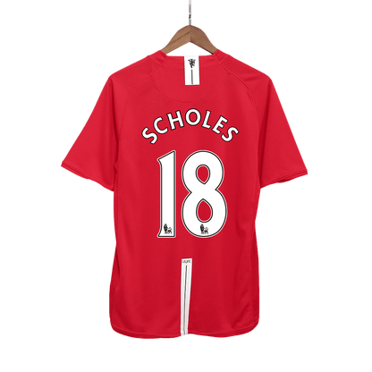 Tricouri Fotbal Vintage Manchester United SCHOLES #18 Acasă 2007/08
