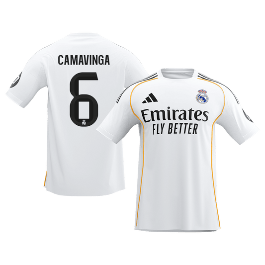 Tricouri Fotbal Real Madrid CAMAVINGA #6 Acasă 2025/26 - Premium