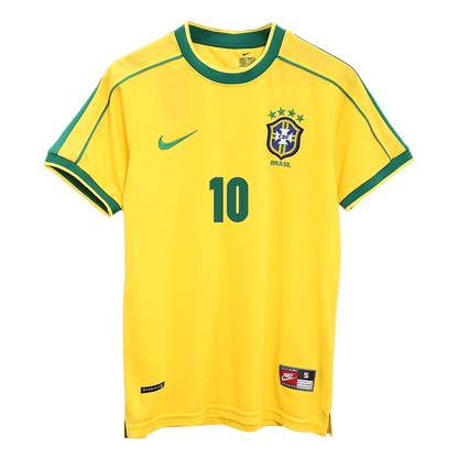 Tricouri Fotbal Vintage Brazilia RIVALDO #10 Acasă 1998