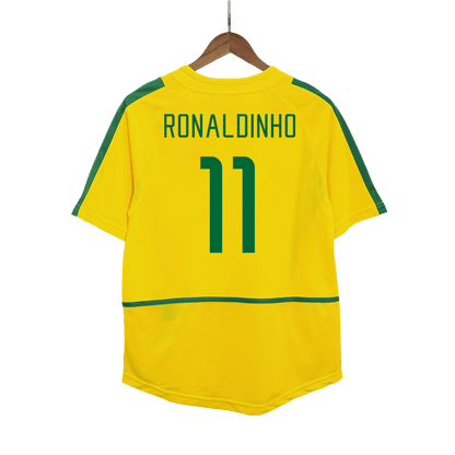Tricouri Fotbal Vintage Brazilia RONALDINHO #11 Acasă 2002/03