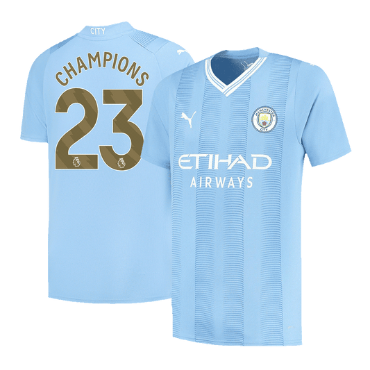 Tricouri Fotbal Manchester City CHAMPIONS #23 Acasă 2023/24 (mărime mare)