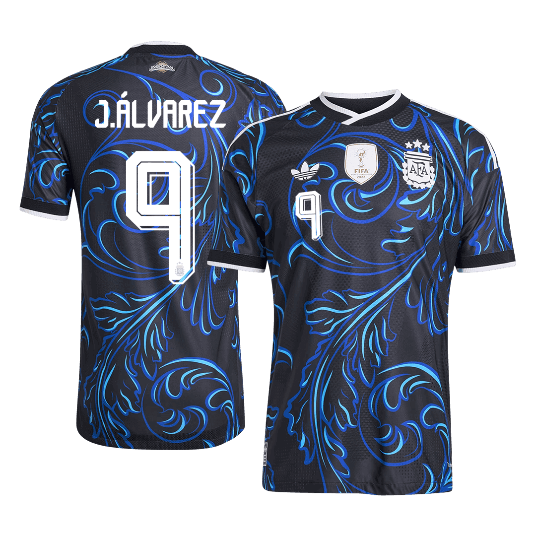 Tricouri Fotbal Argentina J. ÁLVAREZ #9 Deplasare Cupa Mondială 2026 Authentic