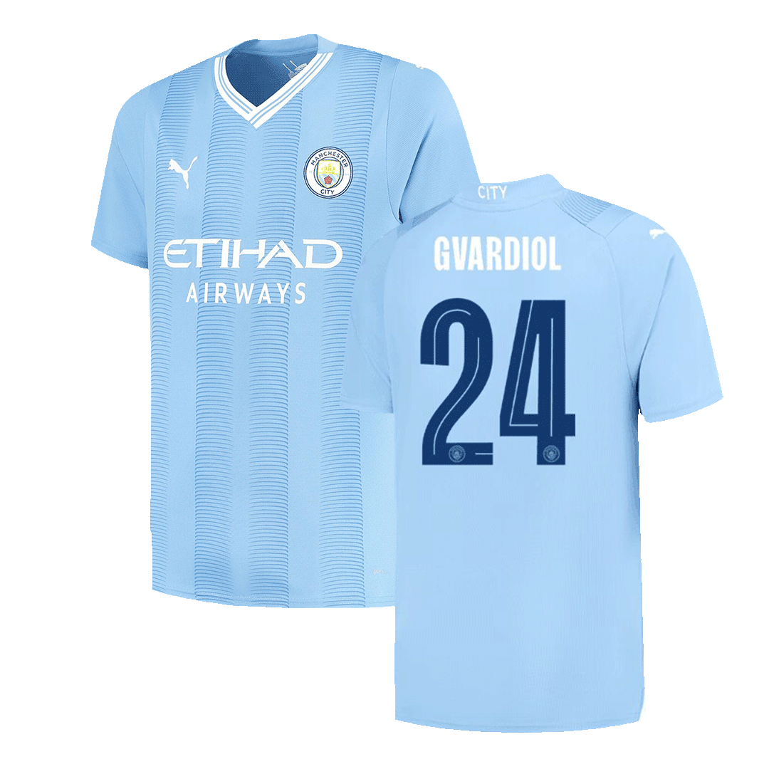 Tricouri Fotbal Manchester City GVARDIOL #24 Acasă 2023/24 - UCL (mărime mare)