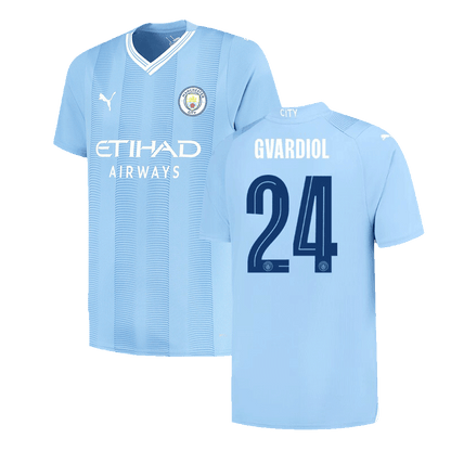 Tricouri Fotbal Manchester City GVARDIOL #24 Acasă 2023/24 - UCL (mărime mare)