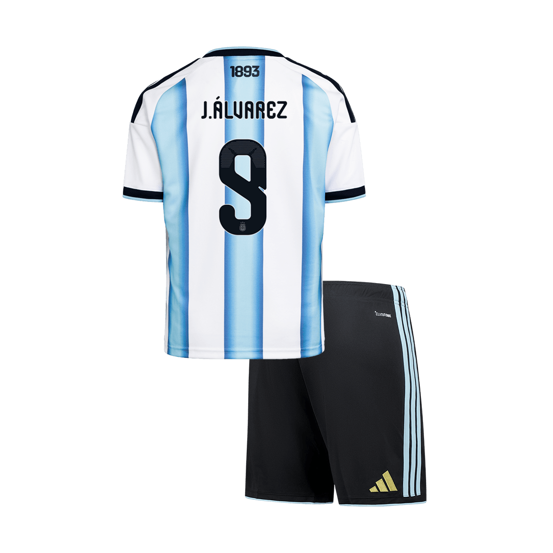 Set Tricouri Fotbal Argentina J.ÁLVAREZ #9 Acasă Cupa Mondială 2026 Pentru Copii - Super