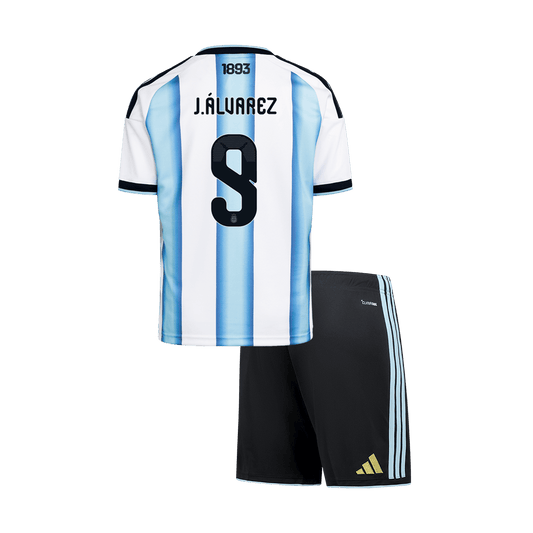 Set Tricouri Fotbal Argentina J.ÁLVAREZ #9 Acasă Cupa Mondială 2026 Pentru Copii - Super