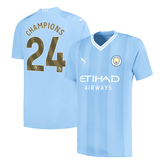 Tricouri Fotbal Manchester City CHAMPIONS #24 Acasă 2023/24 (mărime mare)