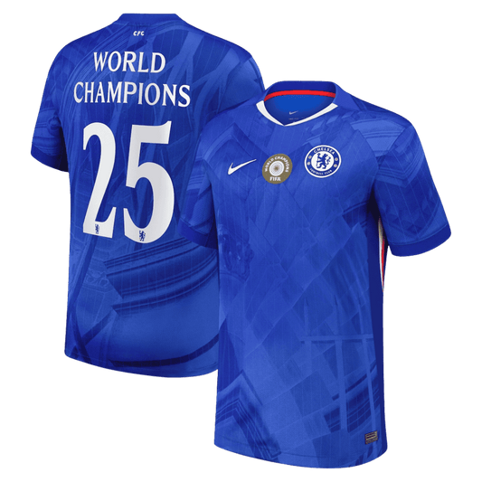 Tricouri Fotbal Chelsea WORLD CHAMPIONS #25 Acasă 2025/26 cu emblemă pe piept - Premium