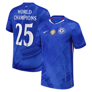 Tricouri Fotbal Chelsea WORLD CHAMPIONS #25 Acasă 2025/26 cu emblemă pe piept - Premium (mărime mare)