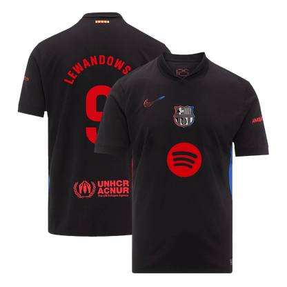 Tricouri Fotbal Barcelona LEWANDOWSKI #9 Deplasare 2024/25 (Spotify Logo Without Text) (mărime mare)