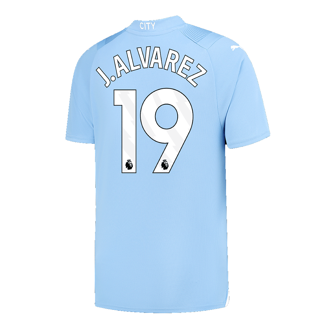 Tricouri Fotbal Manchester City J.ALVAREZ #19 Acasă 2023/24 - Super