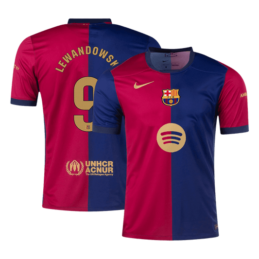 Tricouri Fotbal Barcelona LEWANDOWSKI #9 Acasă 2024/25 (Spotify Logo Without Text) (mărime mare)