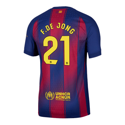 Tricouri Fotbal Barcelona F.DE JONG #21 Acasă 2025/26 Authentic