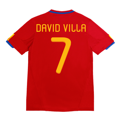 Tricouri Fotbal Vintage Spania DAVID VILLA #7 Acasă 2010